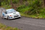 D. Smith Driving Mitsubishi Evo Stock Photo