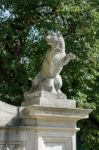 Dog Stature At The Gateway To Wilanow Palace In Warsaw Stock Photo