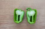 Cleaved Green Sweet Pepper Stock Photo