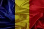 Romania Grunge Waving Flag Stock Photo