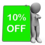 Ten Percent Off Tablet Means 10% Reduction Or Sale Online Stock Photo