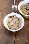 Italian Spaghetti Pasta And Mushrooms Stock Photo