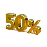 3d Gold 50 Percent Sign Stock Photo