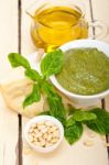 Italian Basil Pesto Sauce Ingredients Stock Photo