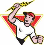 Electrician Construction Worker Cartoon Stock Photo