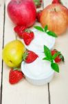 Fruits And Yogurt Stock Photo