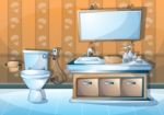 Cartoon  Illustration Interior Bathroom Stock Photo