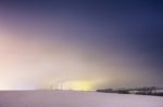 Thermal Power Plant And Cooling Towers At Night Stock Photo