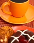 Coffee With Donuts Cookies Stock Photo