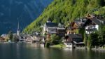 View Of Hallstatt From Hallstatt Lake Stock Photo