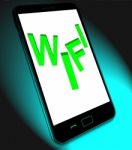 Wifi On Mobile Shows Internet Hotspot Wi-fi Access Or Connection Stock Photo