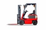 Red Forklift Truck Shot On White Background Stock Photo