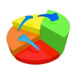 3d Pie Chart Growth Arrow Stock Photo