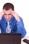 Man Sitting In Front Of  Laptop Stock Photo