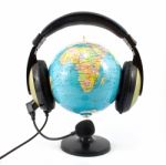 Globe And Headphone Stock Photo