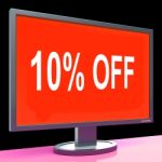 Ten Percent Off Monitor Means Discount Or Sale Online
 Stock Photo