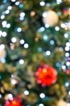 Abstract Of Christmas Tree Light And Christmas Balls Bokeh For B Stock Photo