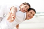 Young Man Piggyback His Girlfriend Stock Photo