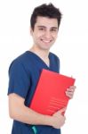 Doctor Holding Folder Stock Photo