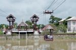 Seat Lifts, Ropeway, Cable Car ,a Cable Car Ride Across The River To The Temple In Ayutthaya, Thailand -20 September 2016 Stock Photo