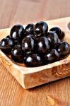 Black Pitted Marinated Olives Stock Photo