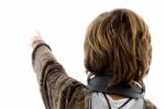 Back Pose Of Boy Pointing Stock Photo