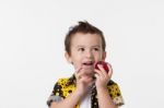 Boy And Apple Stock Photo