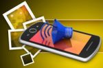 Megaphone With Smart Phone Stock Photo