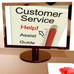 Customer Service Help Meter Shows Assistance And Support Online Stock Photo