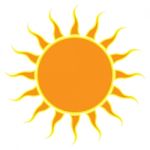 Sun On White Background.  Illustration Stock Photo