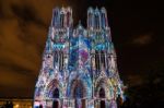 Light Show At Reims Cathedral In Reims France On September 12, 2 Stock Photo