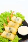 Fried Shrimp Seaweed Rolls Stock Photo