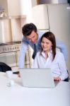 Couple With Laptop Stock Photo