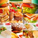 Burgers And Sandwiches Collection On A Collage Stock Photo