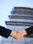 Businesspeople handshaking Stock Photo