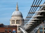 Millennium Bridge And St Pauls Cathedral In London Stock Photo