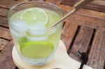 Close-up Glass Of Lime Infused Water Stock Photo