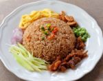 Fry Rice With The Shrimp Paste Stock Photo