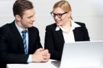 Businessman Discussing Deal With Secretary Stock Photo