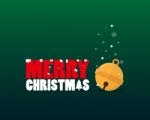 Merry Christmas Text And Small Bell Flat Design Stock Photo