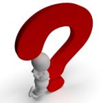 Question Marks And Man Shows Uncertain Or Unsure Stock Photo