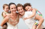 Family In The Beach Stock Photo