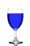 Blue Liquid In Wine Glass Stock Photo