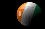 Ivory Coast Flag Soccer Ball Isolated Dark Background Stock Photo