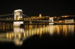 Danube Bridge Budapest At Night Stock Photo