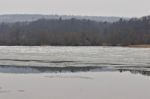 Beautiful Picture With A Lake And Forest In The Winter Time Stock Photo