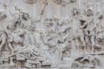 Allegorical Sculpture On The Pedestal Of The Monument London Stock Photo