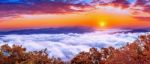 Seoraksan Mountains Is Covered By Morning Fog And Sunrise In Seoul,korea Stock Photo