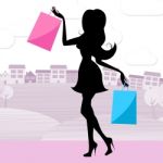 Woman Shopping Indicates Retail Sales And Adult Stock Photo