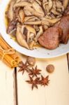 Venison Deer Game Filet And Wild Mushrooms Stock Photo